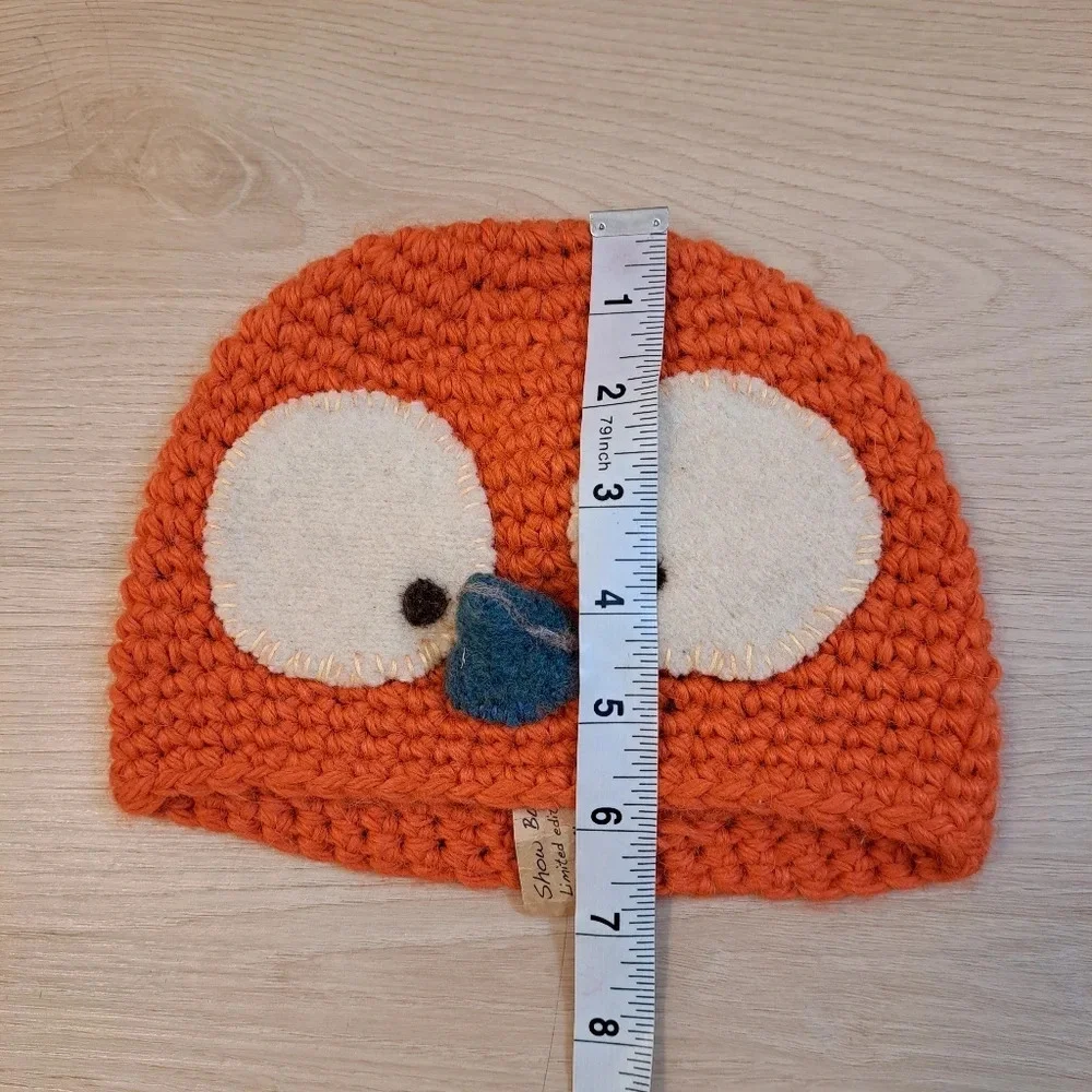 NEW Show Burd Crochet Orange Bird 100% Alpaca Outdoor Warm Cute Unisex Kids Hat‎